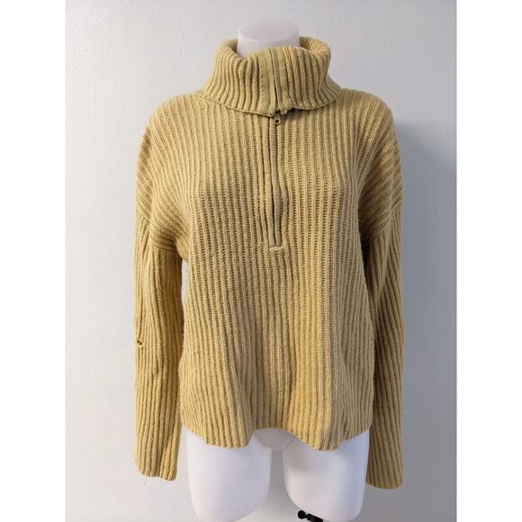 Sweet Baby Jamie Small Rib Half Zip Sweater Yellow Wool Nylon Blend Long Sleeves - Picture 2 of 11
